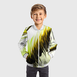 Бомбер детский Чёрно-жёлтые острые полосы на белом фоне, цвет: 3D-белый — фото 2