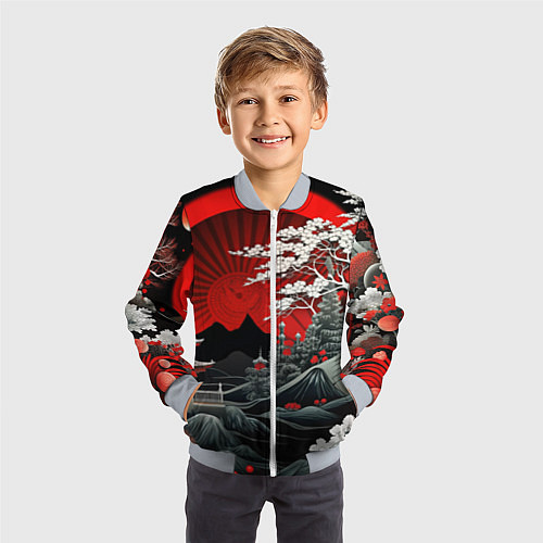 Детский бомбер Деревья Японии и природа / 3D-Серый – фото 3