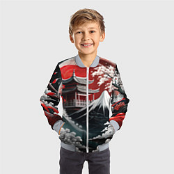 Бомбер детский Футуристическая японская иллюстрация, цвет: 3D-серый — фото 2