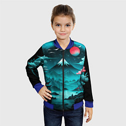 Бомбер детский Коллаж из природы Японии, цвет: 3D-синий — фото 2
