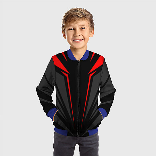 Детский бомбер Sport uniform - red / 3D-Синий – фото 3