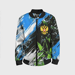 Детский бомбер Герб России на камуфляже