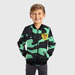 Бомбер детский Текстурный черно-зеленый камуфляж, цвет: 3D-черный — фото 2