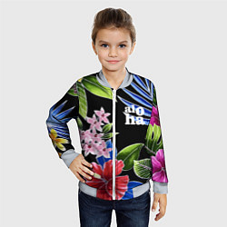 Бомбер детский Tropical flowers - aloha, цвет: 3D-серый — фото 2