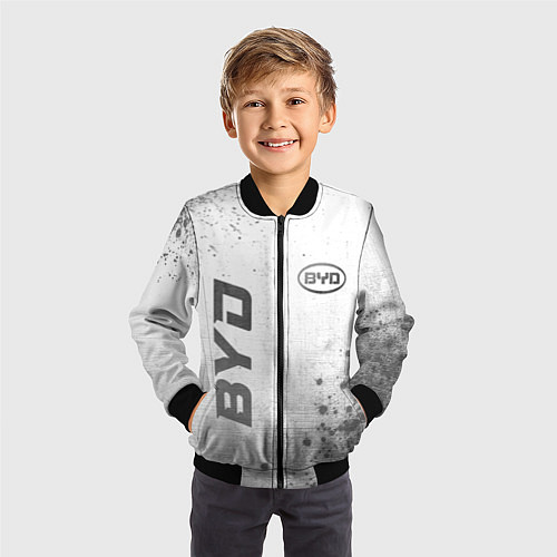Детский бомбер BYD - white gradient вертикально / 3D-Черный – фото 3