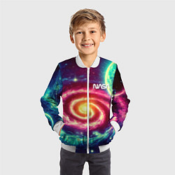 Бомбер детский Spiral galaxy - neon glow, цвет: 3D-белый — фото 2