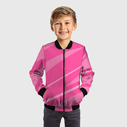Бомбер детский Розовый однотонный абстракция с полосой, цвет: 3D-черный — фото 2