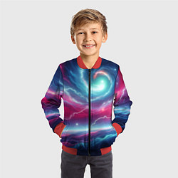 Бомбер детский Spiral neon galaxy - ai art fantasy, цвет: 3D-красный — фото 2