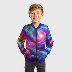 Бомбер детский Neon space fantasy, цвет: 3D-синий — фото 2