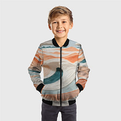 Бомбер детский Персиковые волны, цвет: 3D-черный — фото 2