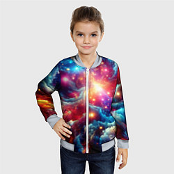 Бомбер детский Colorfull neon space clouds - ai art fantasy, цвет: 3D-серый — фото 2