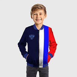 Бомбер детский Герб России и триколор, цвет: 3D-синий — фото 2