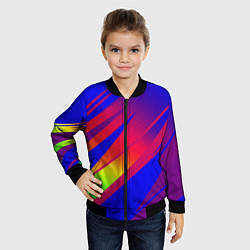 Бомбер детский Красно-синий с полосами градиент, цвет: 3D-черный — фото 2