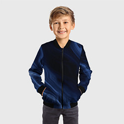 Бомбер детский Тёмный синий абстракция дымчатый, цвет: 3D-черный — фото 2