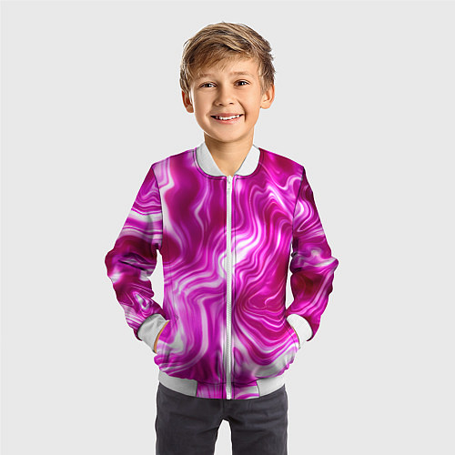Детский бомбер Завихрения - оттенки розового и белого / 3D-Белый – фото 3