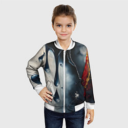 Бомбер детский Сюрреалистичная абстракция с каплями, цвет: 3D-белый — фото 2
