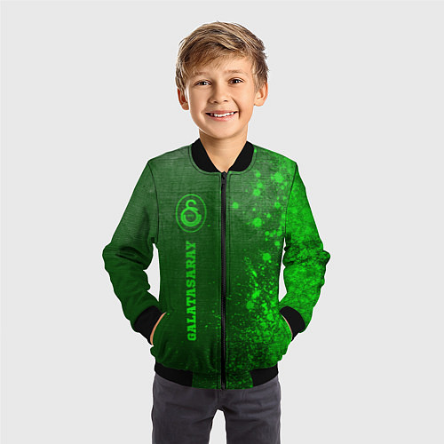 Детский бомбер Galatasaray - green gradient по-вертикали / 3D-Черный – фото 3