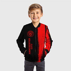 Бомбер детский Manchester City - red gradient по-вертикали, цвет: 3D-черный — фото 2