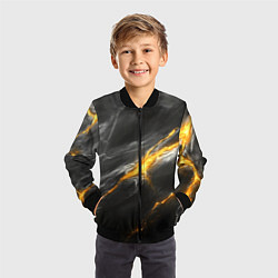 Бомбер детский Серая текстура с золотым разломом, цвет: 3D-черный — фото 2