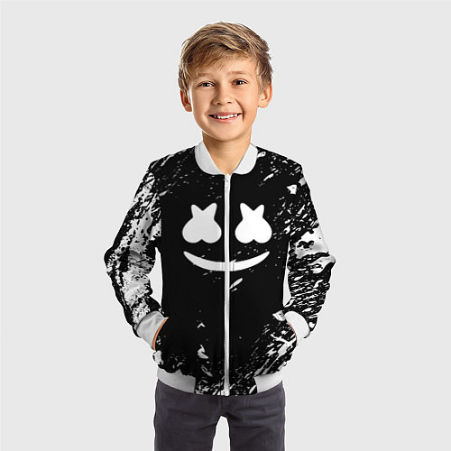 Детский бомбер Marshmello брызги красок / 3D-Белый – фото 3