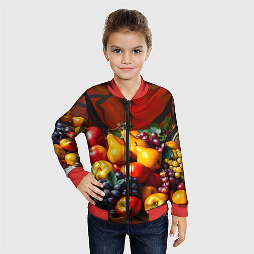 Детский бомбер Фруктовый натюрморт / 3D-Красный – фото 4