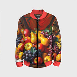 Бомбер детский Фруктовый натюрморт, цвет: 3D-красный