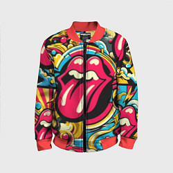Детский бомбер Rolling Stones logo - pop art pattern