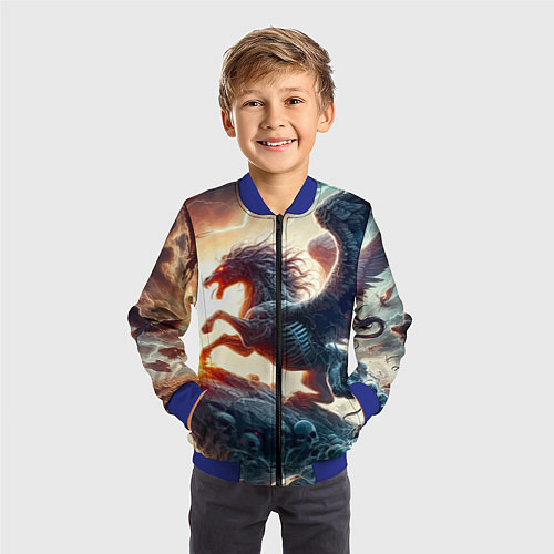 Детский бомбер Пегас тёмных сил - нейроарт / 3D-Синий – фото 3