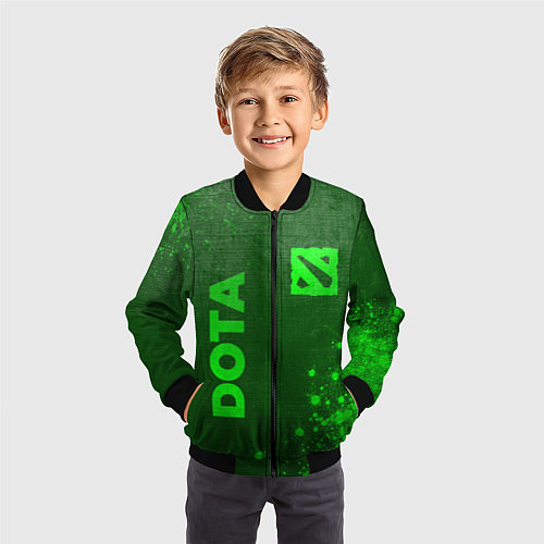 Детский бомбер Dota - green gradient вертикально / 3D-Черный – фото 3
