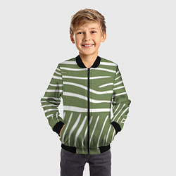 Бомбер детский Полоски зеленой зебры, цвет: 3D-черный — фото 2