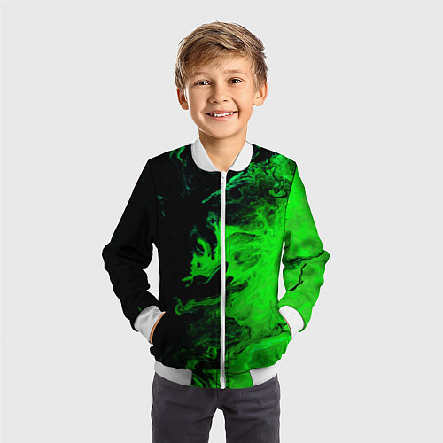 Детский бомбер Color green black / 3D-Белый – фото 3