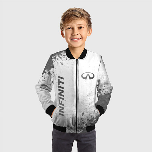 Детский бомбер Infiniti - white gradient вертикально / 3D-Черный – фото 3