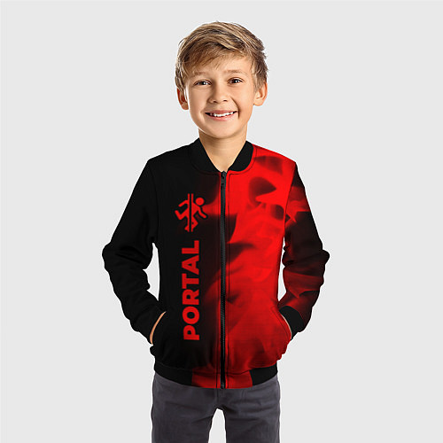 Детский бомбер Portal - red gradient по-вертикали / 3D-Черный – фото 3