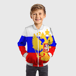 Бомбер детский Герб с Флагом России, цвет: 3D-белый — фото 2