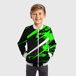 Бомбер детский Color black and green, цвет: 3D-белый — фото 2
