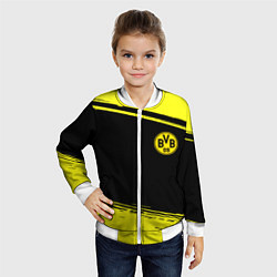 Бомбер детский Borussia жёлтые полосы, цвет: 3D-белый — фото 2