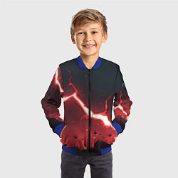 Бомбер детский Красная молния на черной текстуре, цвет: 3D-синий — фото 2