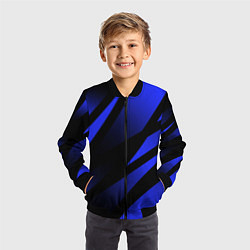 Бомбер детский Чёрный с синий абстрактные полосы, цвет: 3D-черный — фото 2