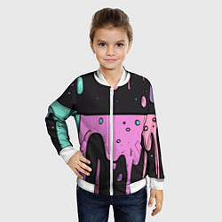 Бомбер детский Стекающая краска текстура, цвет: 3D-белый — фото 2