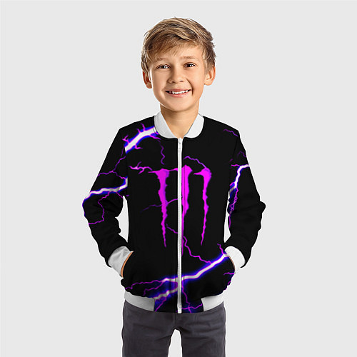 Детский бомбер Monster energy neon storm / 3D-Белый – фото 3