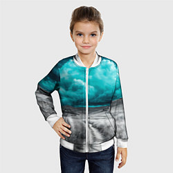 Бомбер детский Монохромное поле и сине-зеленое небо - природный п, цвет: 3D-белый — фото 2