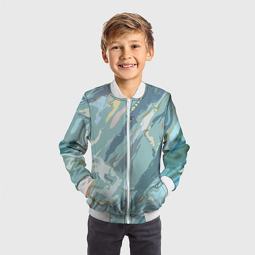 Детский бомбер Холодный голубой абстракция / 3D-Белый – фото 3