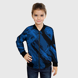 Бомбер детский Тёмный синий абстракция, цвет: 3D-черный — фото 2