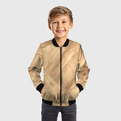 Бомбер детский Бежевая текстура каменная мрамор, цвет: 3D-черный — фото 2