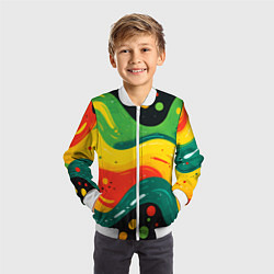Бомбер детский Желто-зеленая краска текстура, цвет: 3D-белый — фото 2
