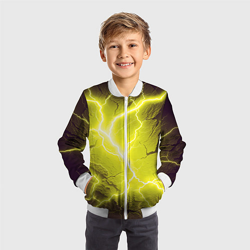Детский бомбер Color yellow black / 3D-Белый – фото 3