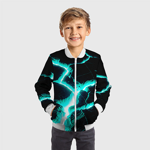 Детский бомбер Color light blue black / 3D-Белый – фото 3