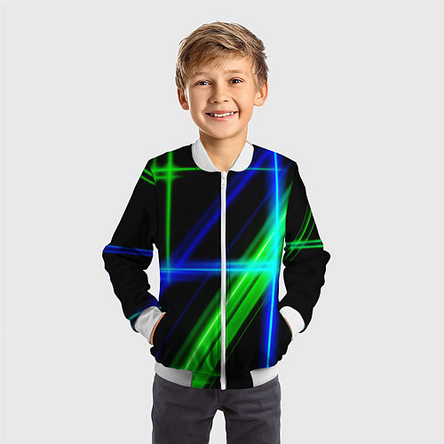 Детский бомбер Color blue black green / 3D-Белый – фото 3