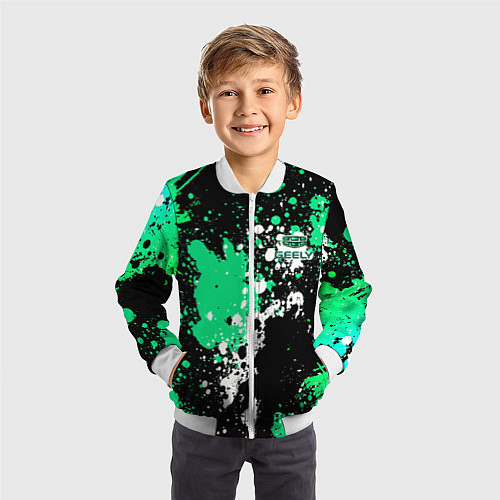 Детский бомбер Geely на фоне брызг граффити / 3D-Белый – фото 3
