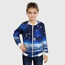 Бомбер детский Космический синий абстрактный фон - текстура, цвет: 3D-белый — фото 2